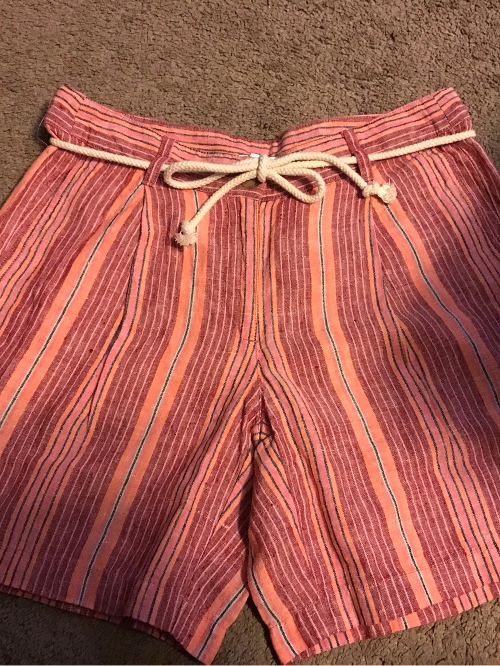 NWT JJill Love Linen Striped Shorts with Drawstring Belt